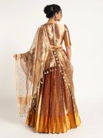 Gold Banarasi Silk Lehenga Set ( Set of 3 ) - Image 2
