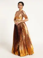 Gold Banarasi Silk Lehenga ( Set of 2 ) - Image 2