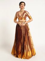 Gold Banarasi Silk Lehenga ( Set of 2 ) - Image 5