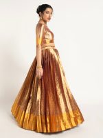 Gold Banarasi Silk Lehenga ( Set of 2 ) - Image 3