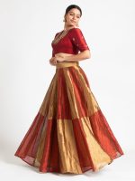 Maroon Embroidered Silk Lehenga ( Set of 2 )