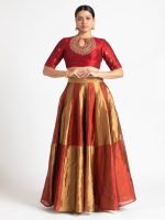 Maroon Embroidered Silk Lehenga ( Set of 2 ) - Image 2