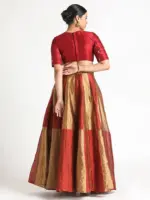 Maroon Embroidered Silk Lehenga ( Set of 2 ) - Image 4