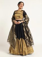Black Tissue Silk Lehenga ( Set of 3 ) - Image 4