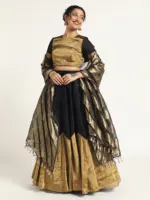 Black Tissue Silk Lehenga ( Set of 3 ) - Image 4
