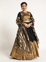 Black Tissue Silk Lehenga ( Set of 3 ) - Image 3
