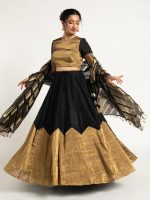 Black Tissue Silk Lehenga ( Set of 3 )