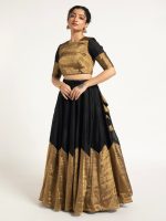 Black Tissue Silk Lehenga ( Set of 2 ) - Image 4