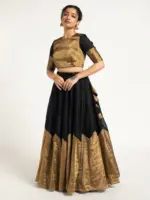 Black Tissue Silk Lehenga ( Set of 2 ) - Image 4