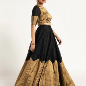 Black Tissue Silk Lehenga ( Set of 2 )