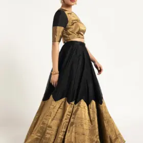 Black Tissue Silk Lehenga ( Set of 2 )