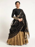 Black Tissue Silk Lehenga ( Set of 3 ) - Image 5
