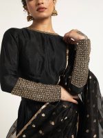 Black Tissue Silk Lehenga ( Set of 3 ) - Image 3
