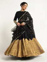 Black Tissue Silk Lehenga ( Set of 3 )