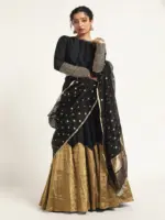 Black Tissue Silk Lehenga ( Set of 3 ) - Image 2