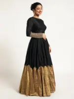 Black Tissue Silk Lehenga ( Set of 2 ) - Image 2