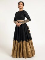 Black Tissue Silk Lehenga ( Set of 2 )