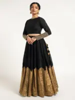Black Tissue Silk Lehenga ( Set of 2 )