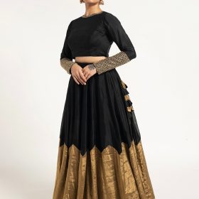 Black Tissue Silk Lehenga ( Set of 2 )