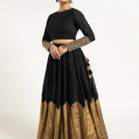 Black Tissue Silk Lehenga ( Set of 2 )