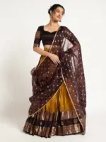 Mustard Yellow Silk Lehenga ( Set of 3 )