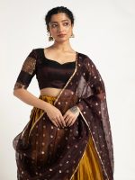 Mustard Yellow Silk Lehenga ( Set of 3 ) - Image 4