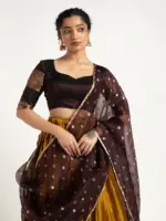 Mustard Yellow Silk Lehenga ( Set of 3 ) - Image 4