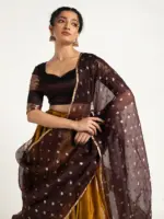Mustard Yellow Silk Lehenga ( Set of 3 ) - Image 3