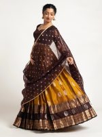 Mustard Yellow Silk Lehenga ( Set of 3 ) - Image 2