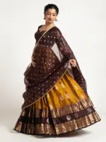 Mustard Yellow Silk Lehenga ( Set of 3 ) - Image 2