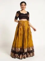 Mustard Yellow Silk Lehenga ( Set of 2 ) - Image 3