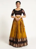 Mustard Yellow Silk Lehenga ( Set of 2 )