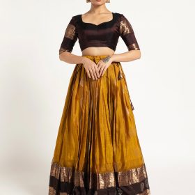 Mustard Yellow Silk Lehenga ( Set of 2 )