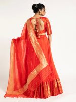 Orange Handloom Silk Lehenga ( Set of 3 ) - Image 6