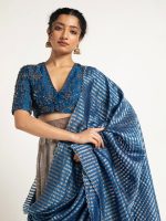 Silver Embroidered Tissue Silk Lehenga ( Set of 3) - Image 2