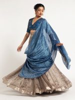 Silver Embroidered Tissue Silk Lehenga ( Set of 3)