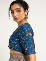 Silver Embroidered Tissue Silk Lehenga ( Set of 2) - Image 3