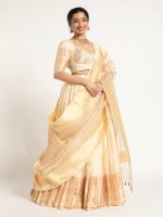 Ivory Silk Lehenga ( Set of 3 ) - Image 5