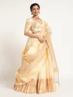 Ivory Silk Lehenga ( Set of 3 ) - Image 5