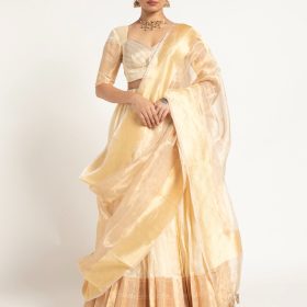 Ivory Silk Lehenga ( Set of 3 )