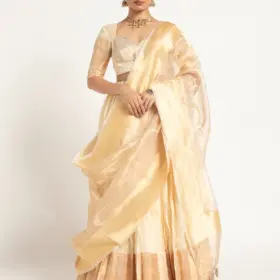 Ivory Silk Lehenga ( Set of 3 )