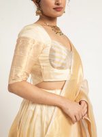Ivory Silk Lehenga ( Set of 3 ) - Image 3