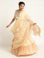 Ivory Silk Lehenga ( Set of 3 ) - Image 2