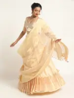 Ivory Silk Lehenga ( Set of 3 ) - Image 2