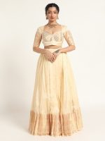 Ivory Silk Lehenga ( Set of 2) - Image 4
