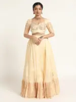 Ivory Silk Lehenga ( Set of 2) - Image 4