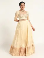 Ivory Silk Lehenga ( Set of 2)