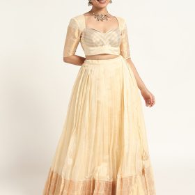 Ivory Silk Lehenga ( Set of 2)