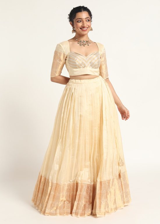 Ivory Silk Lehenga ( Set of 2)