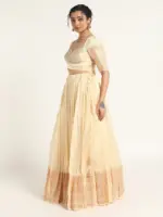 Ivory Silk Lehenga ( Set of 2) - Image 2